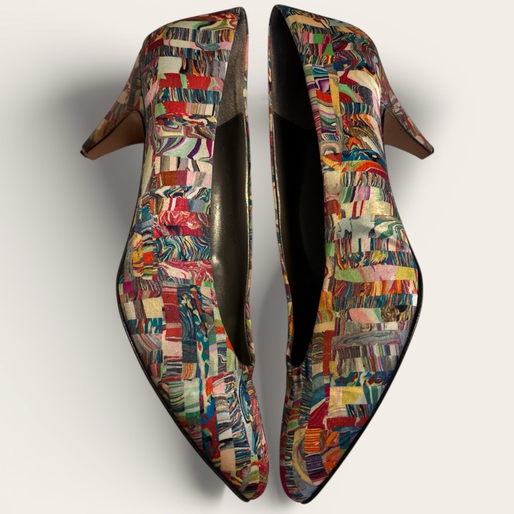 Sesto Meucci Pumps Womens 8 Multicolor Abstract Print Leather Made in Italy